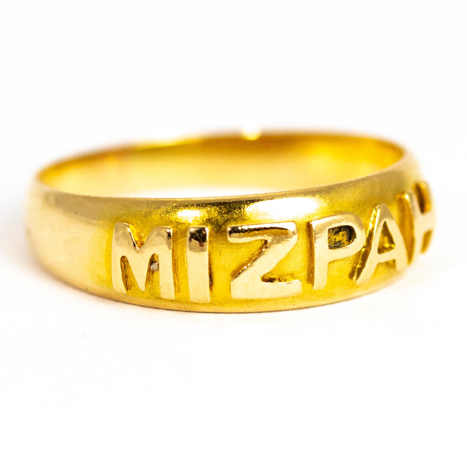 Women's or Men's Victorian 18 Carat Gold Mizpah Ring