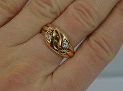 Victorian 18 Carat Gold Old Cut Diamond Garnet Double Snake Band Ring