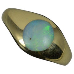Antique Victorian 18 Carat Gold Opal Solitaire Gypsy Pinky Ring