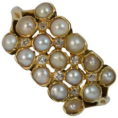 Victorian 18 Carat Gold Pearl and Diamond Cluster Ring