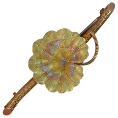 Victorian 18 Carat Gold Tri Color Geranium Leaf Brooch
