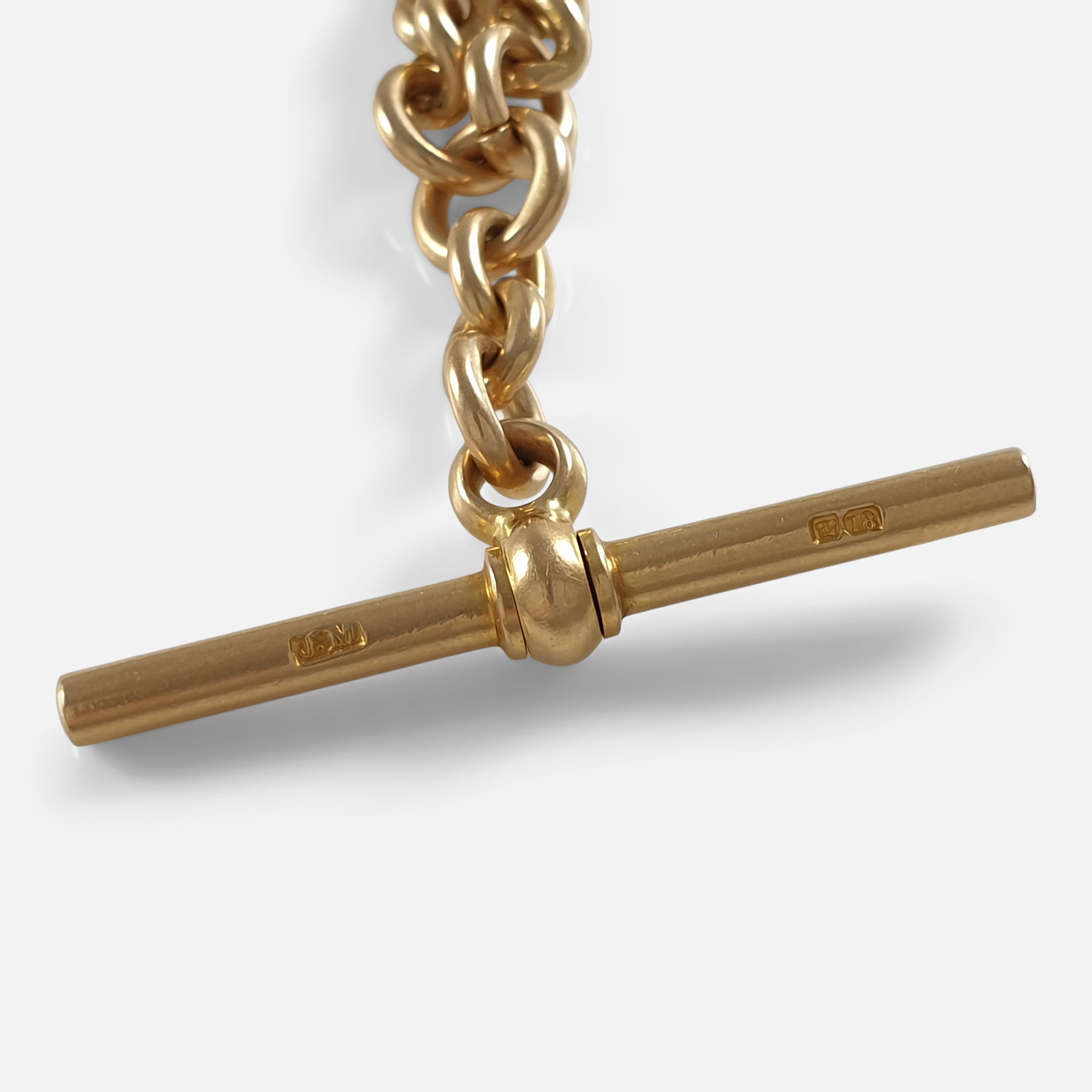 Victorian 18 Carat Yellow Gold Albert Watch Chain, 1884 1