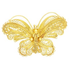 Antique Victorian 18 Carat Yellow Gold Butterfly Brooch, c.1900s