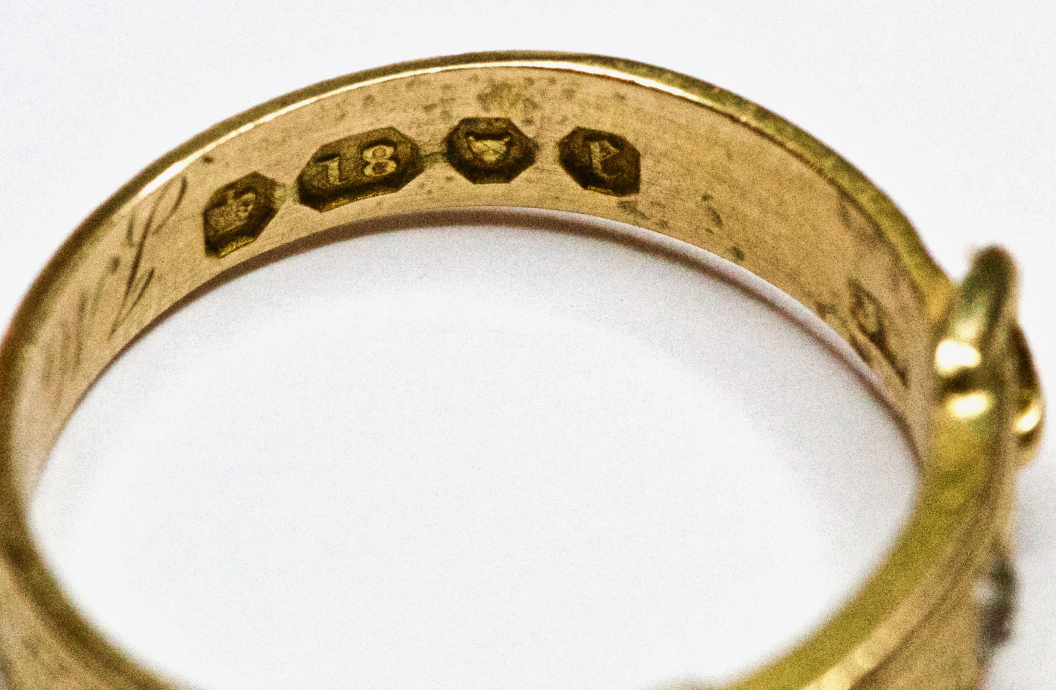Victorian 18 Carat Yellow Gold Diamond Buckle Ring 1