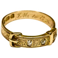 Victorian 18 Carat Yellow Gold Diamond Buckle Ring