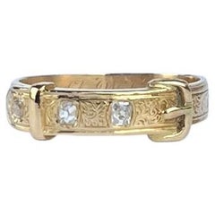 Victorian 18 Carat Yellow Gold Diamond Buckle Ring