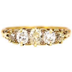 Victorian 18 Carat Yellow Gold Five-Stone 1 Carat Diamond Ring