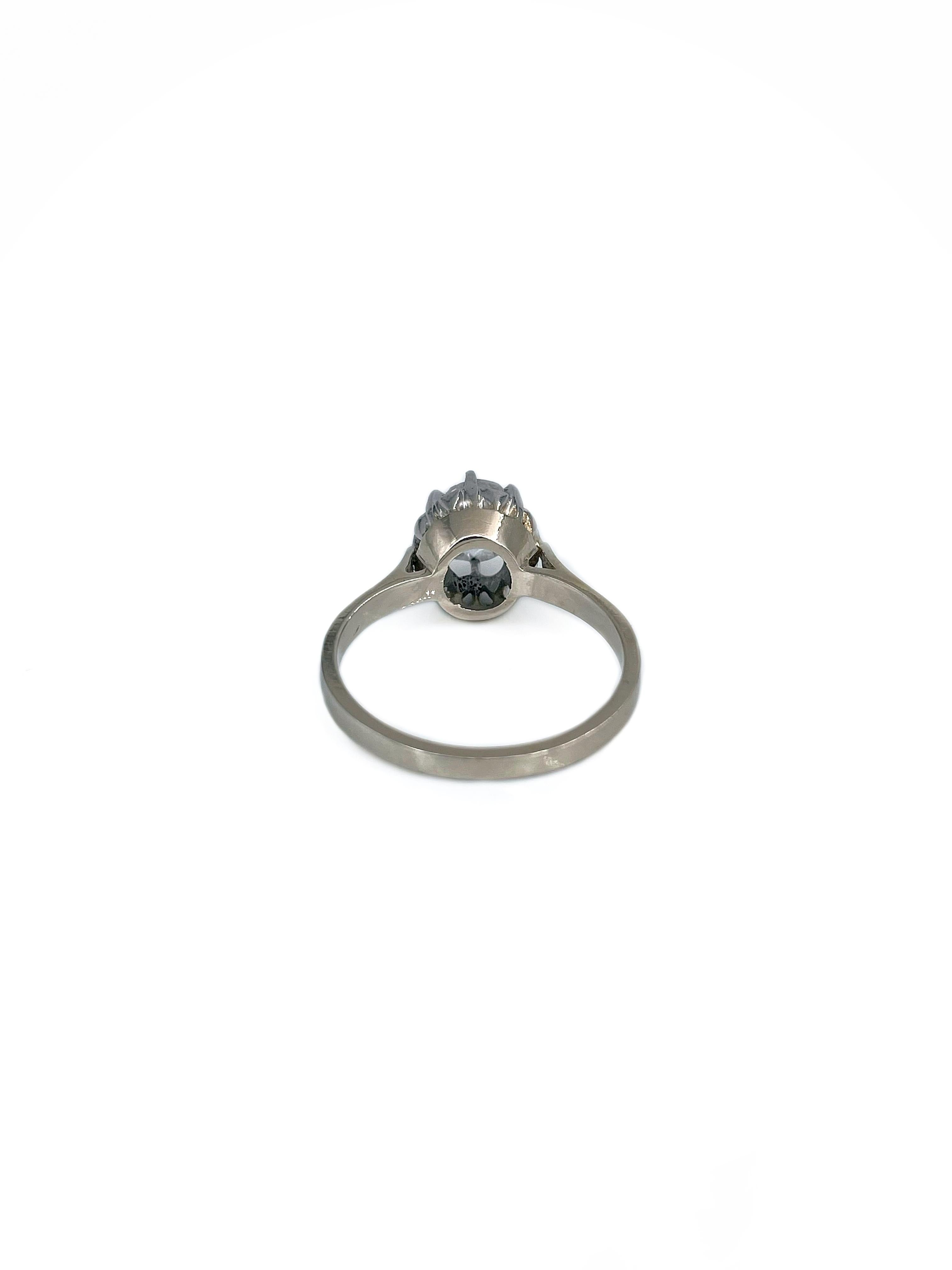 Victorian 18 Karat Gold 0.70 Carat Rose Cut VS Diamond Solitaire Ring In Good Condition In Vilnius, LT