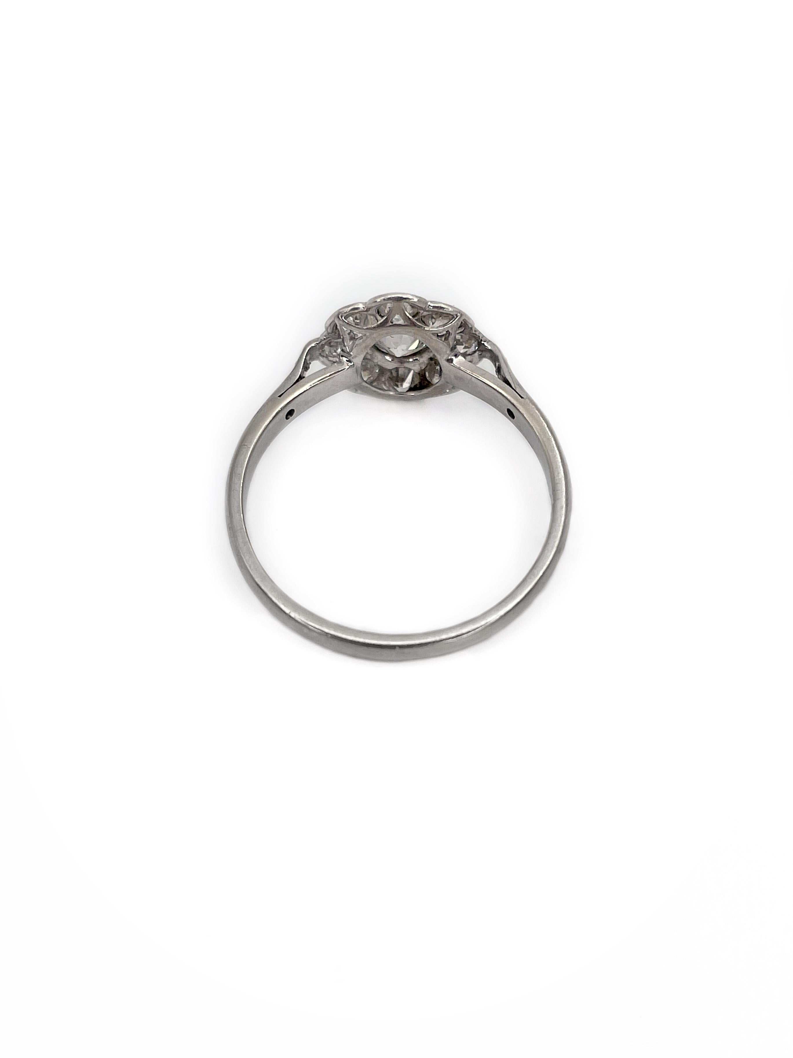 Old European Cut Victorian 18 Karat Gold 1.00 Carat Old Cut Diamond Cluster Ring