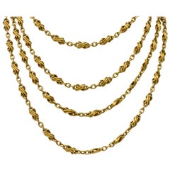 Victorian 18 Karat Gold 67 Inch Twisted Link Long Chain Necklace