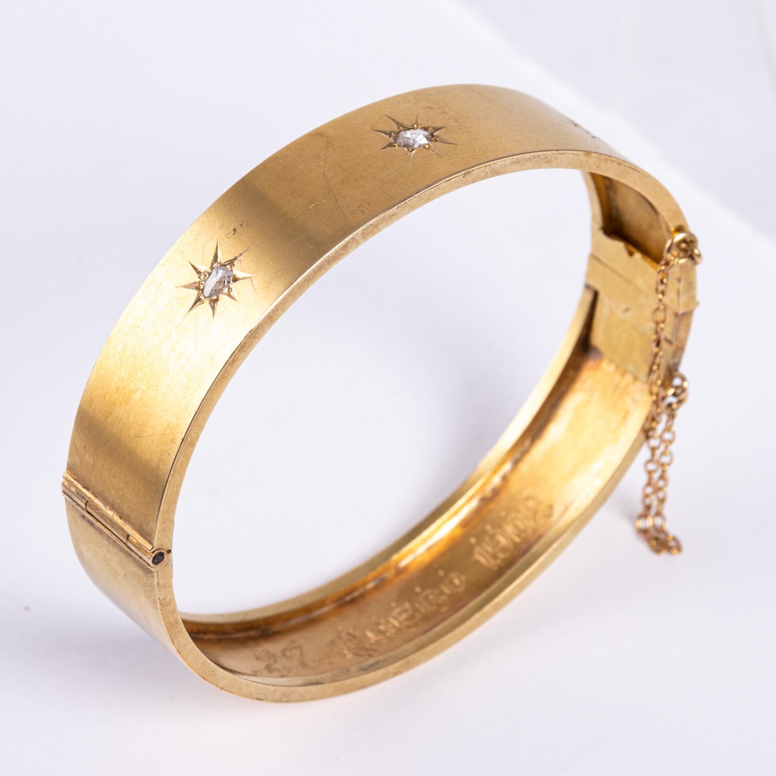 Victorian 18 Karat Gold and Diamond Bangle Bracelet For Sale 4