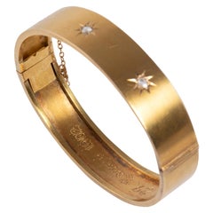 Victorian 18 Karat Gold and Diamond Bangle Bracelet