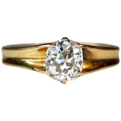 Victorian 18 Karat Gold and Diamond Solitaire Ring