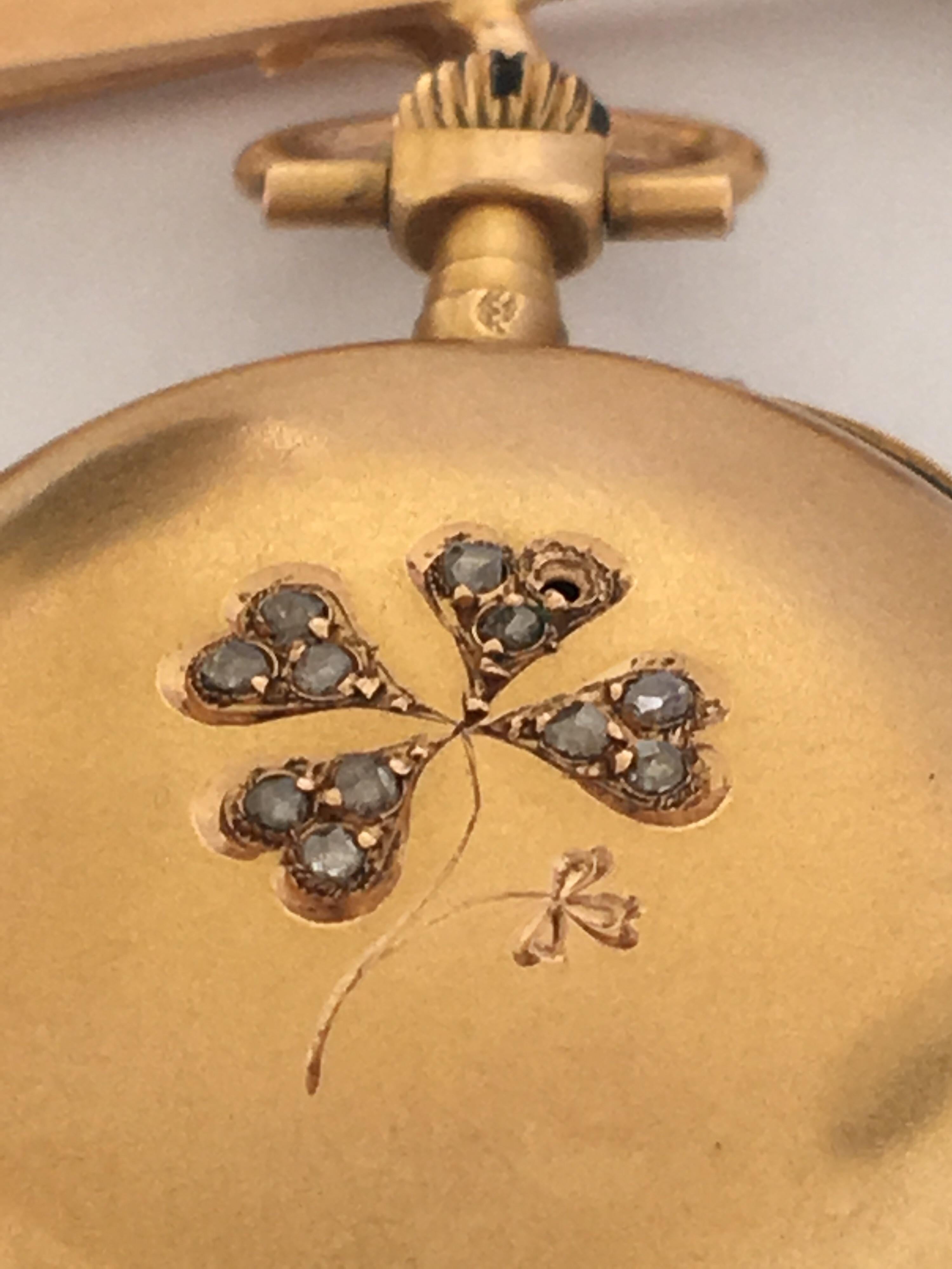 Victorian 18 Karat Gold and Diamonds Ladies Fob / Brooch Watch For Sale 5