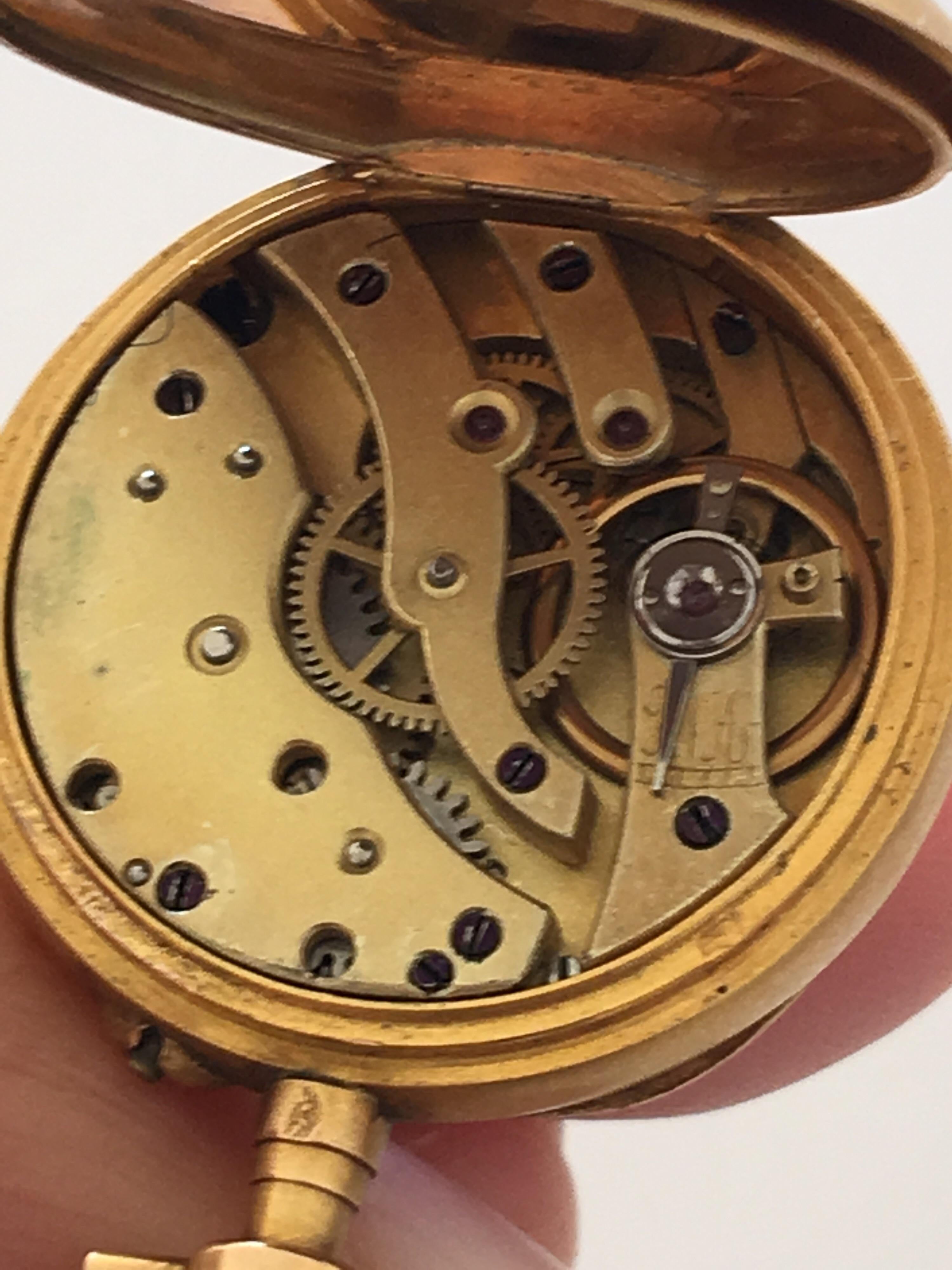 Victorian 18 Karat Gold and Diamonds Ladies Fob / Brooch Watch For Sale 1