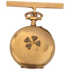Antique Victorian 18 Karat Gold and Diamonds Ladies Fob / Brooch Watch