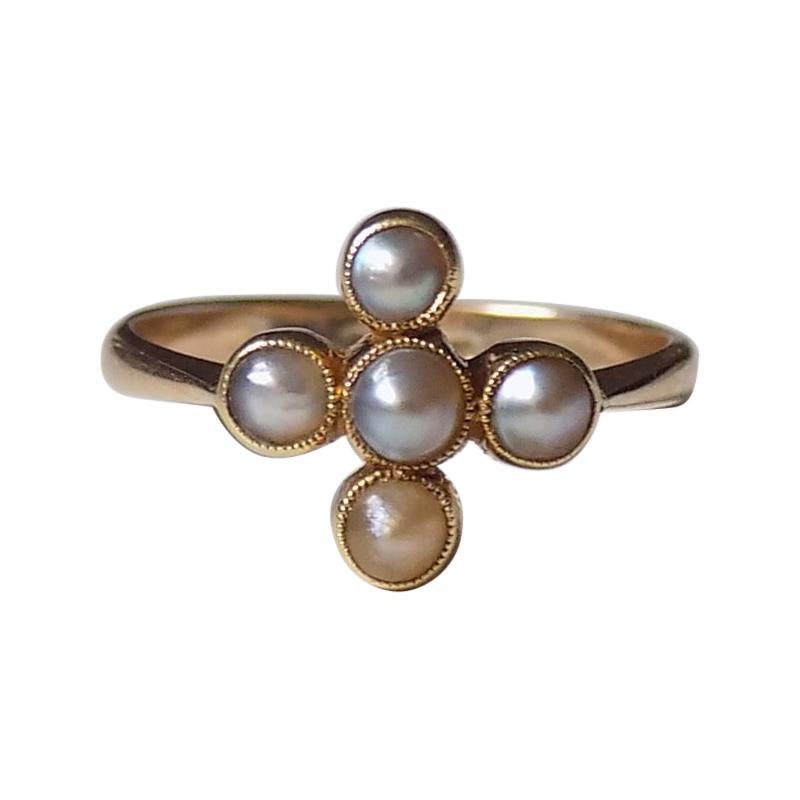 Victorian 18 Karat Gold and Pearl Ring