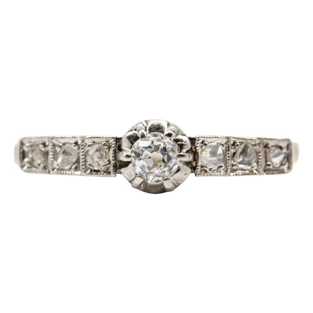 Victorian 18 Karat Gold and Platinum Diamond Ring