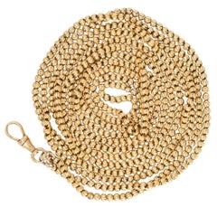 Victorian 18 Karat Gold Ball Link Long Guard Chain