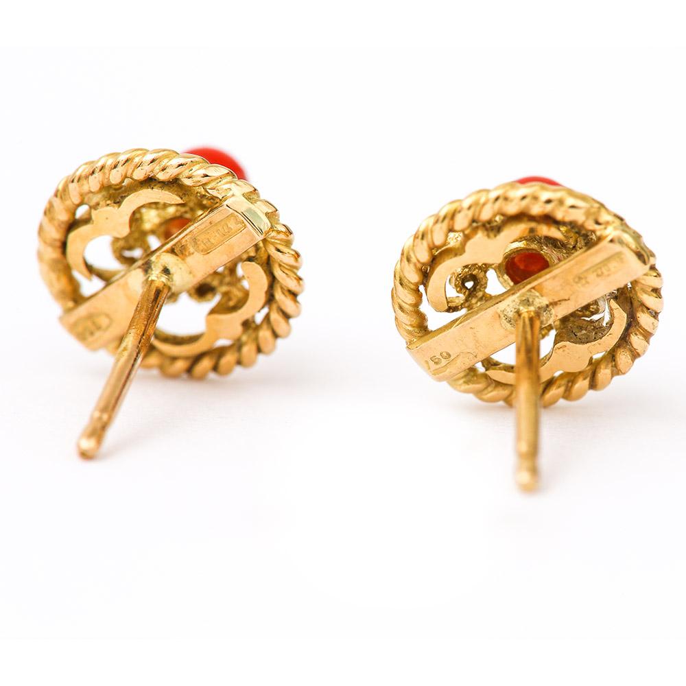 Mixed Cut Victorian 18 Karat Gold Carved Coral Torpedo Drop Earrings, circa 1890