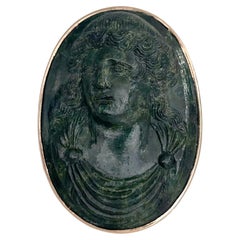 Victorian 18 Karat Gold Chalcedony Portrait Cameo Oval Massive Cocktail Ring