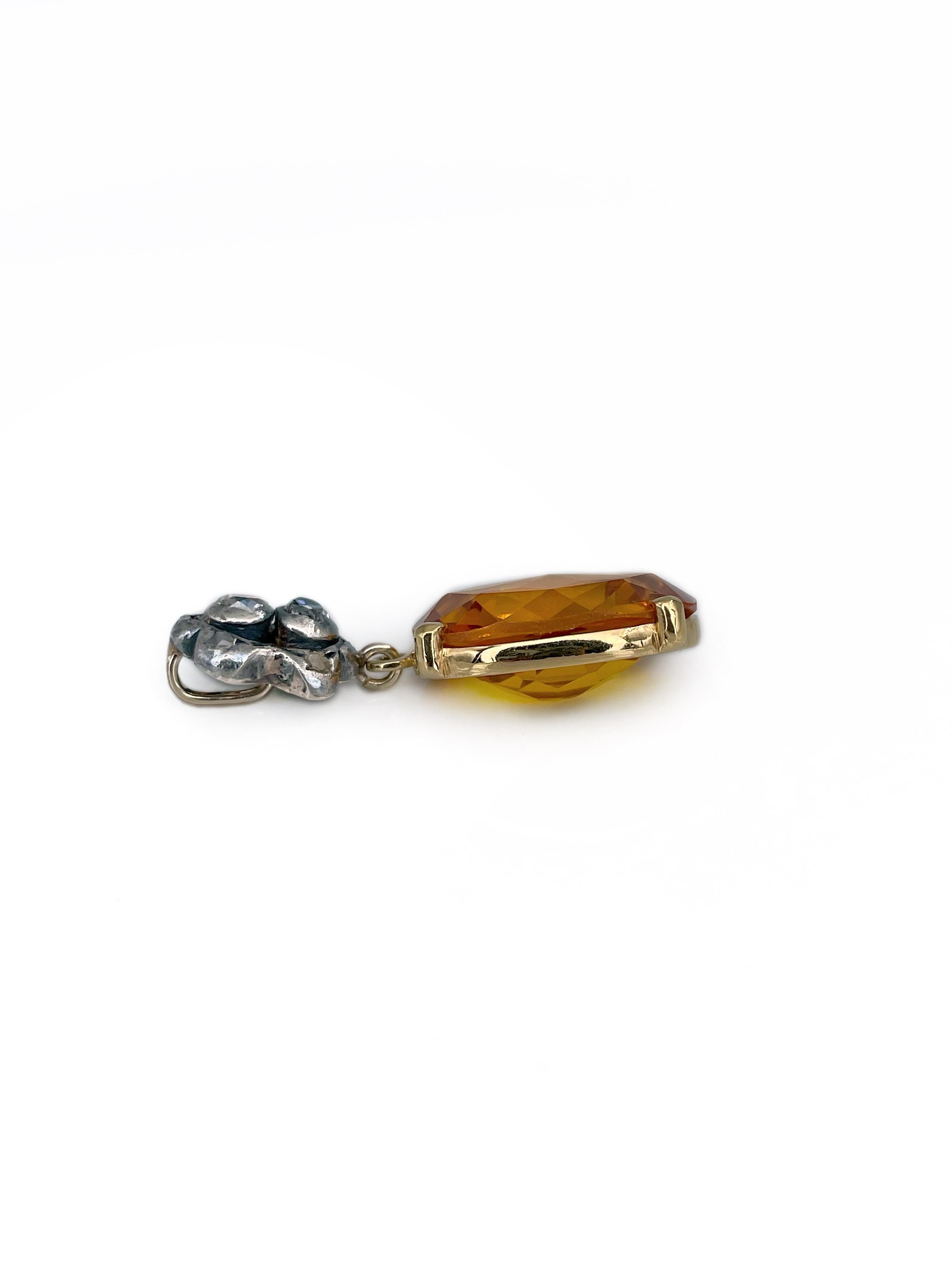 De las mujeres Colgante Victoriano de Oro Corindón de 14 Kilates con Gota de Diamantes de 0,40 Quilates en venta
