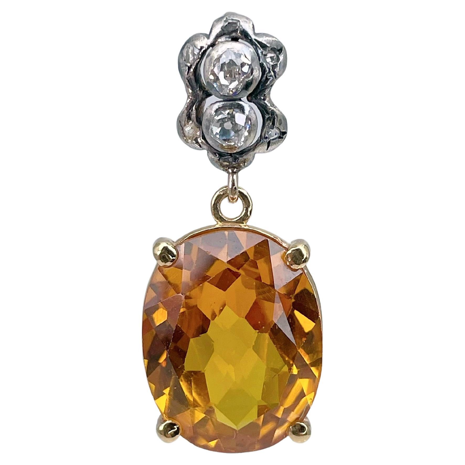 Victorian 14 Karat Gold Corundum 0.40 Carat Diamond Drop Pendant