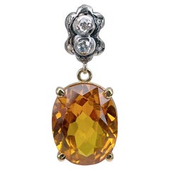 Victorian 14 Karat Gold Corundum 0.40 Carat Diamond Drop Pendant