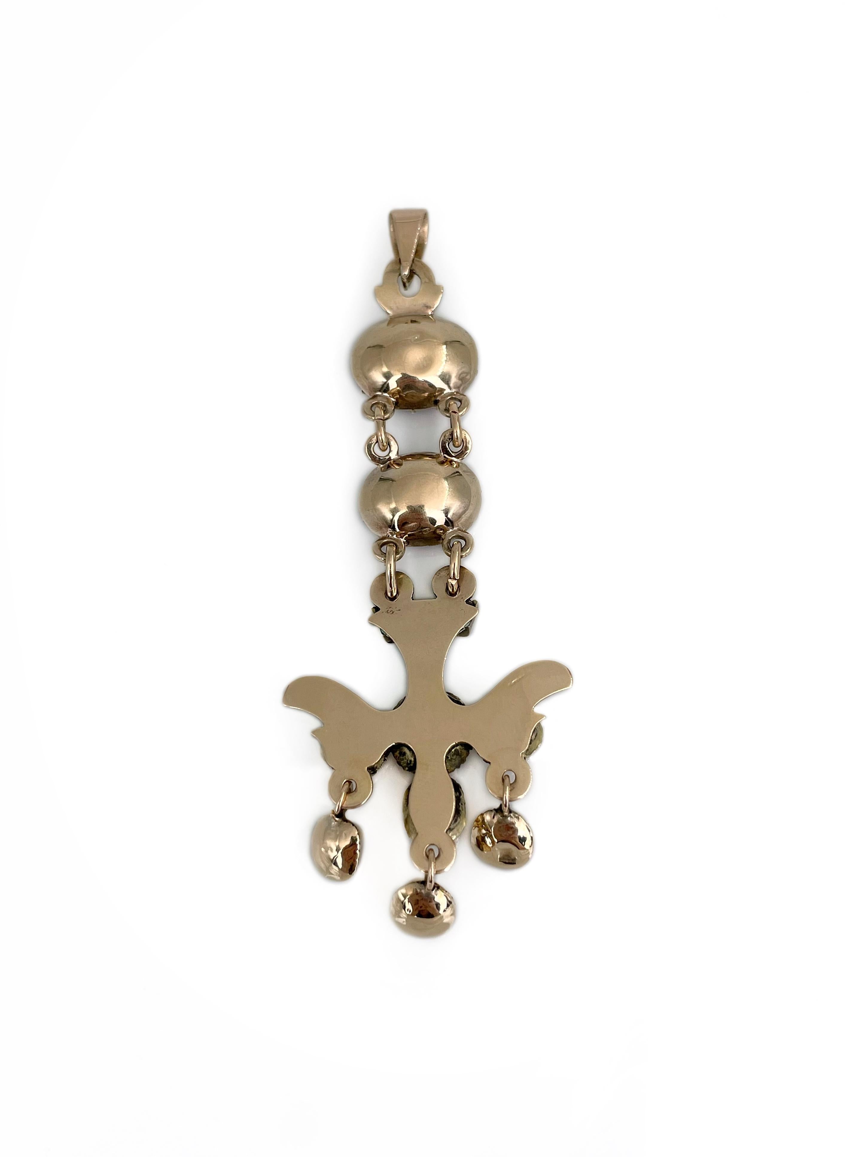 Women's Victorian 18 Karat Gold Citrine Ruby Enamel Saint Esprit Pendant For Sale