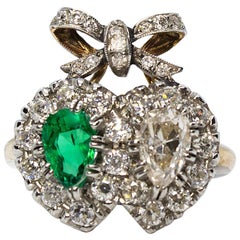 Victorian 18 Karat Gold Diamond and Emerald Ring