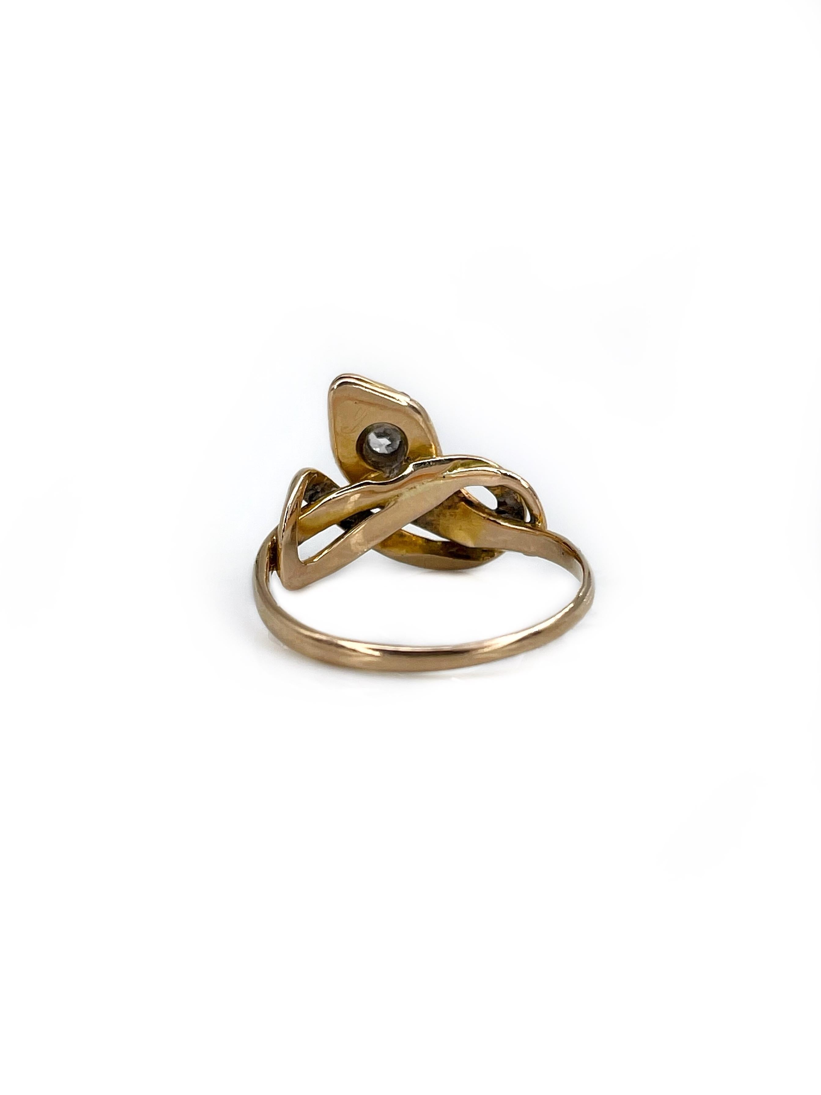 Mixed Cut Victorian 18 Karat Gold Diamond Ruby Engagement Snake Ring