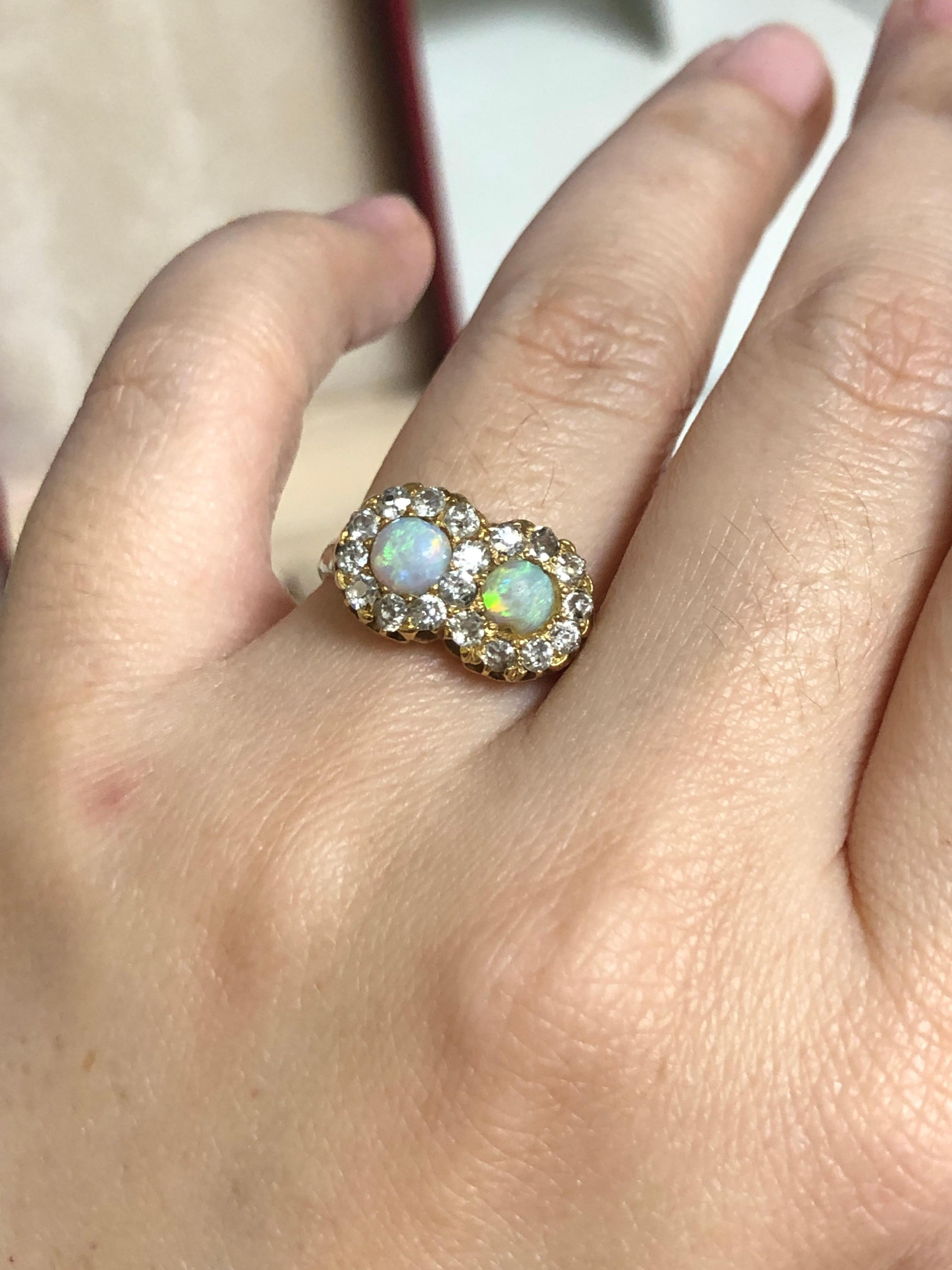 Victorian 18 Karat Gold Double Opal Ring 1