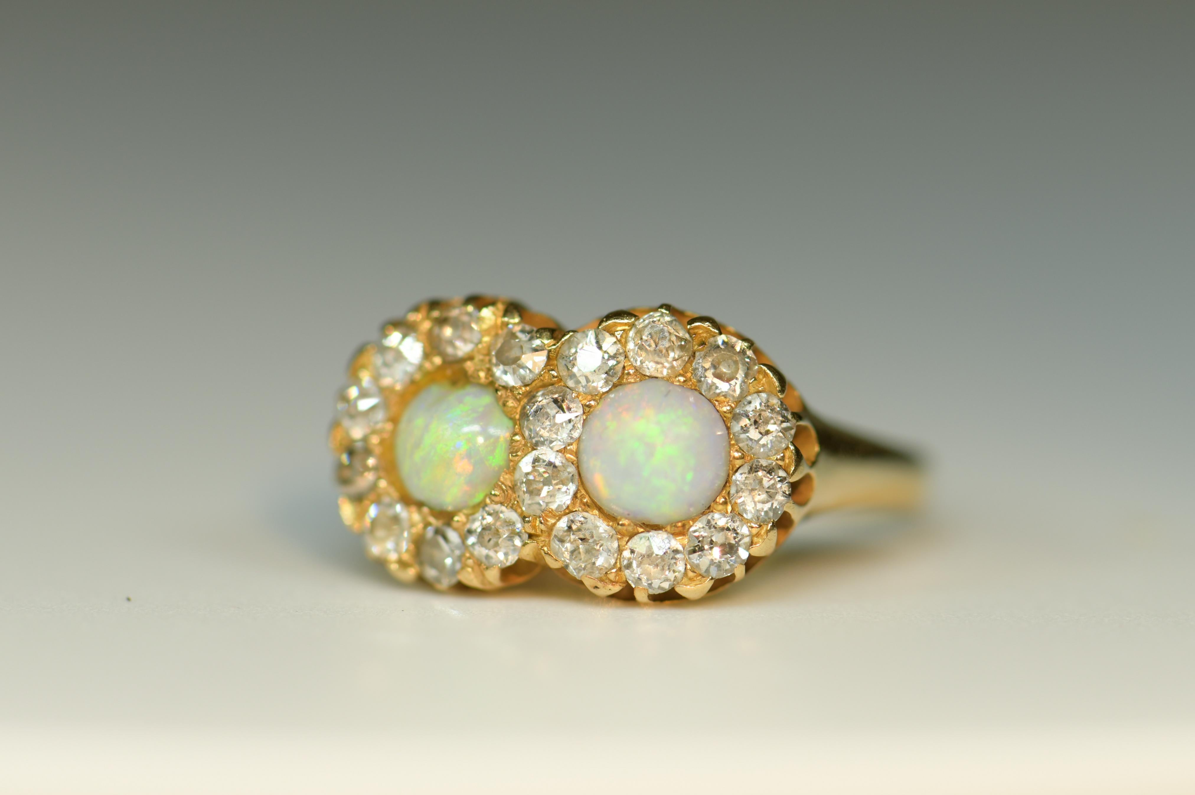 Victorian 18 Karat Gold Double Opal Ring 2