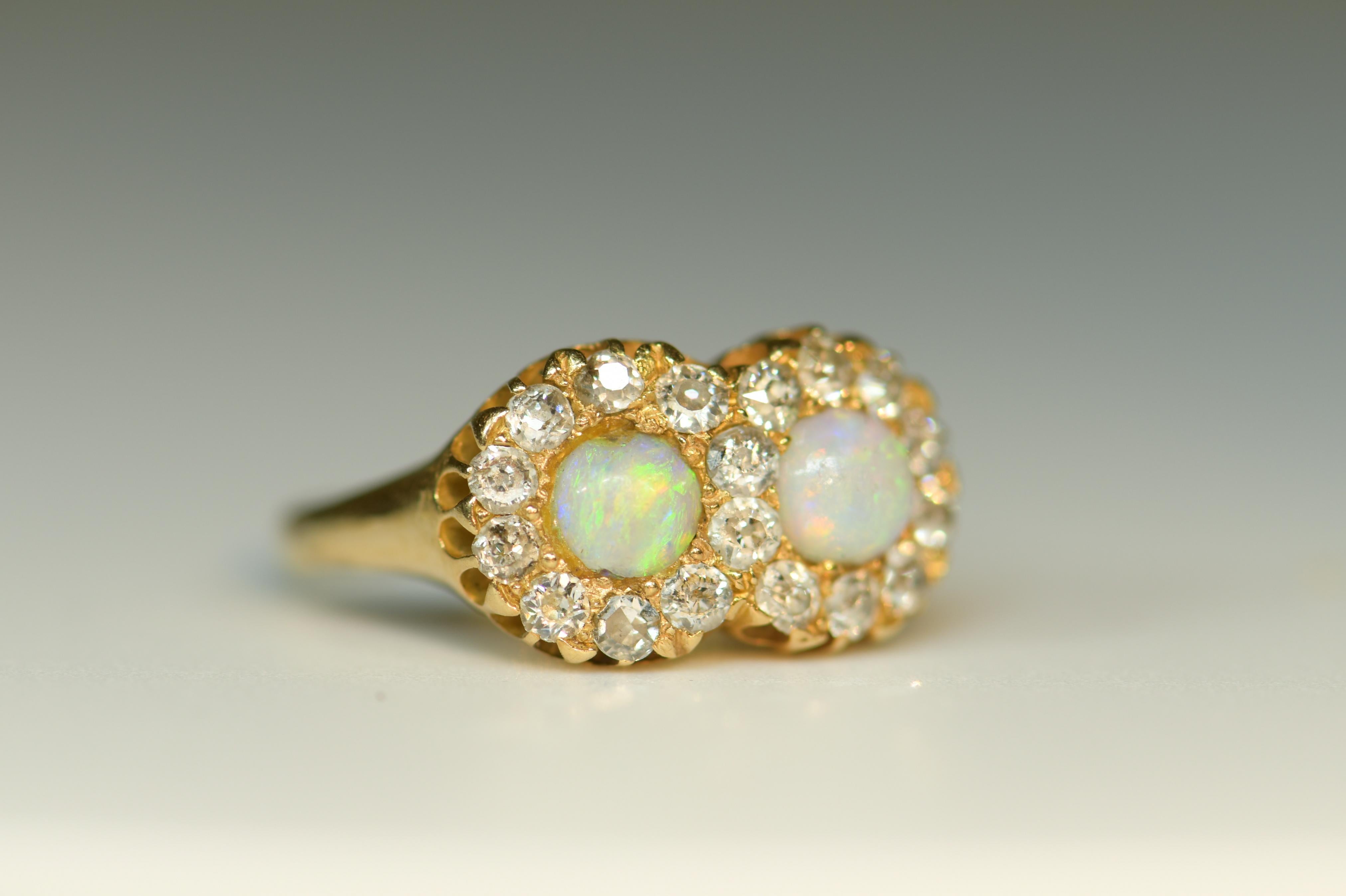 Victorian 18 Karat Gold Double Opal Ring 3