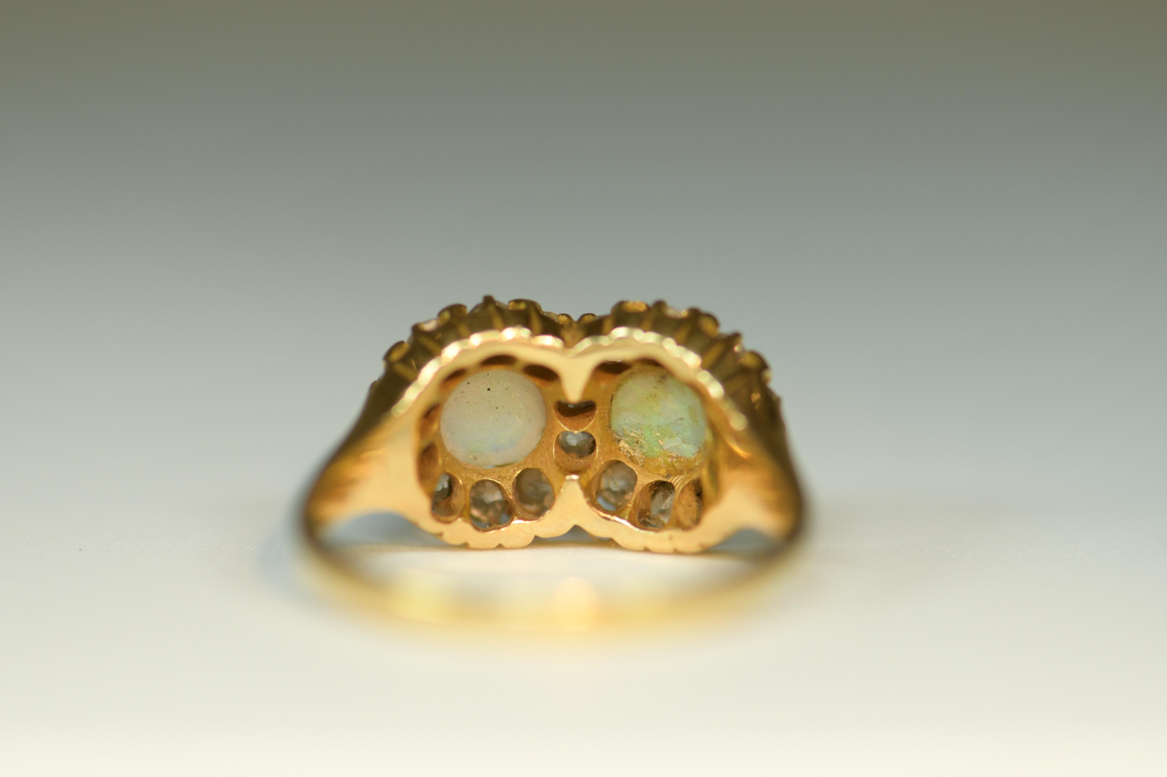 Victorian 18 Karat Gold Double Opal Ring 4