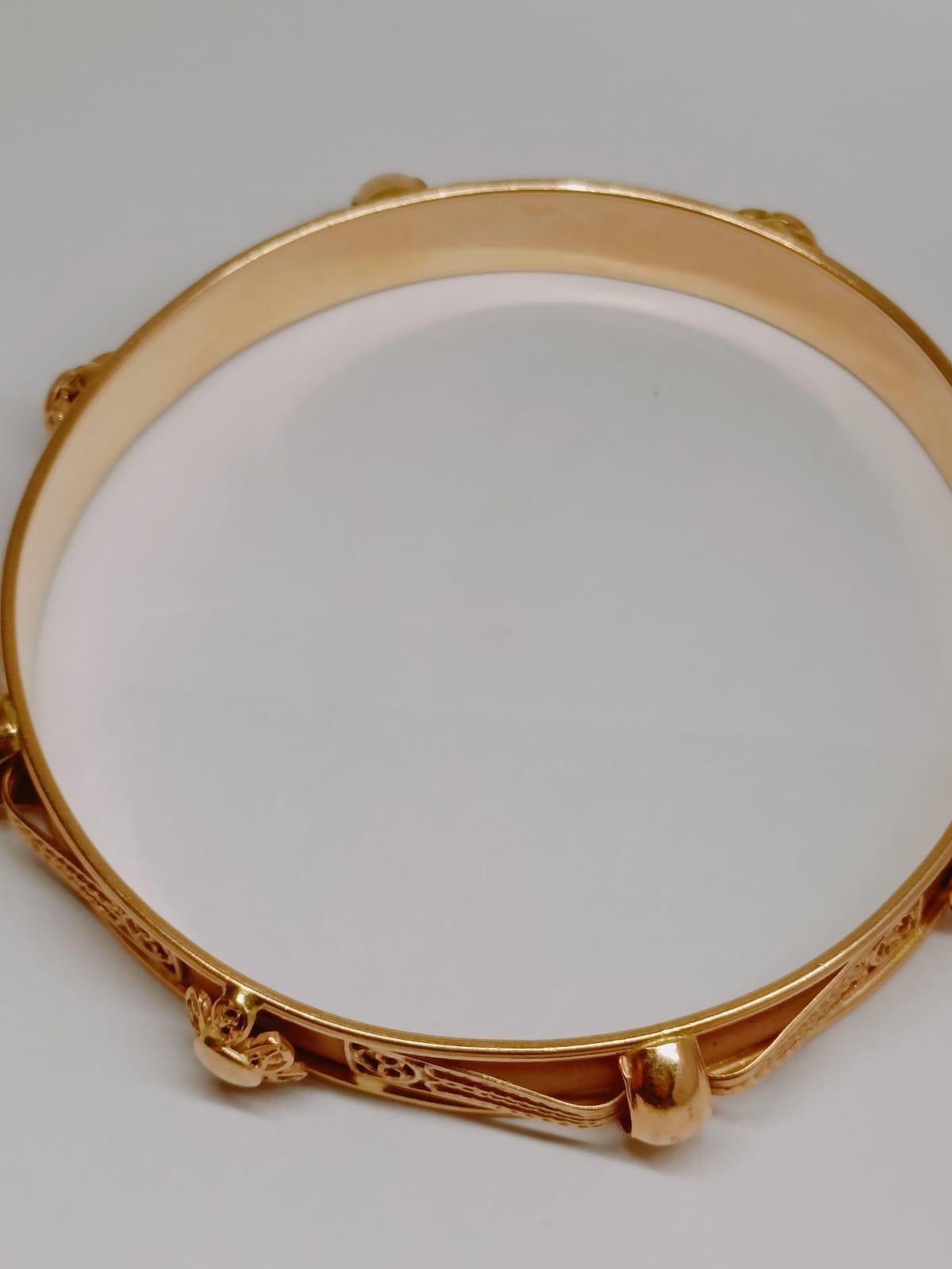 Victorian 18 Karat Gold French Oriental Bangle Bracelet Set of 2 For Sale 8
