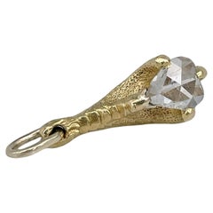 Victorian 18 Karat Gold Heart Cut Diamond Eagle’s Claw Charm Pendant