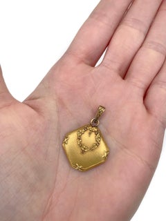 Pendentif carré victorien en or 18 carats avec ornement en forme de feuille de lierre