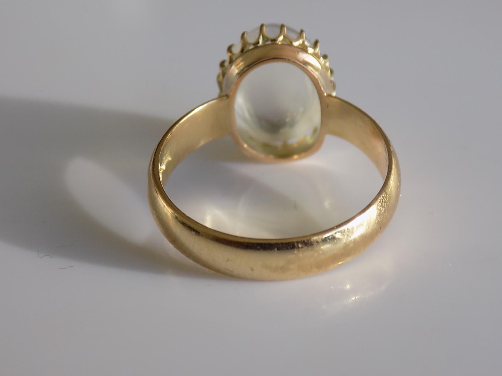 Oval Cut Victorian 18 Karat Gold Moonstone Cabochon Solitaire Ring