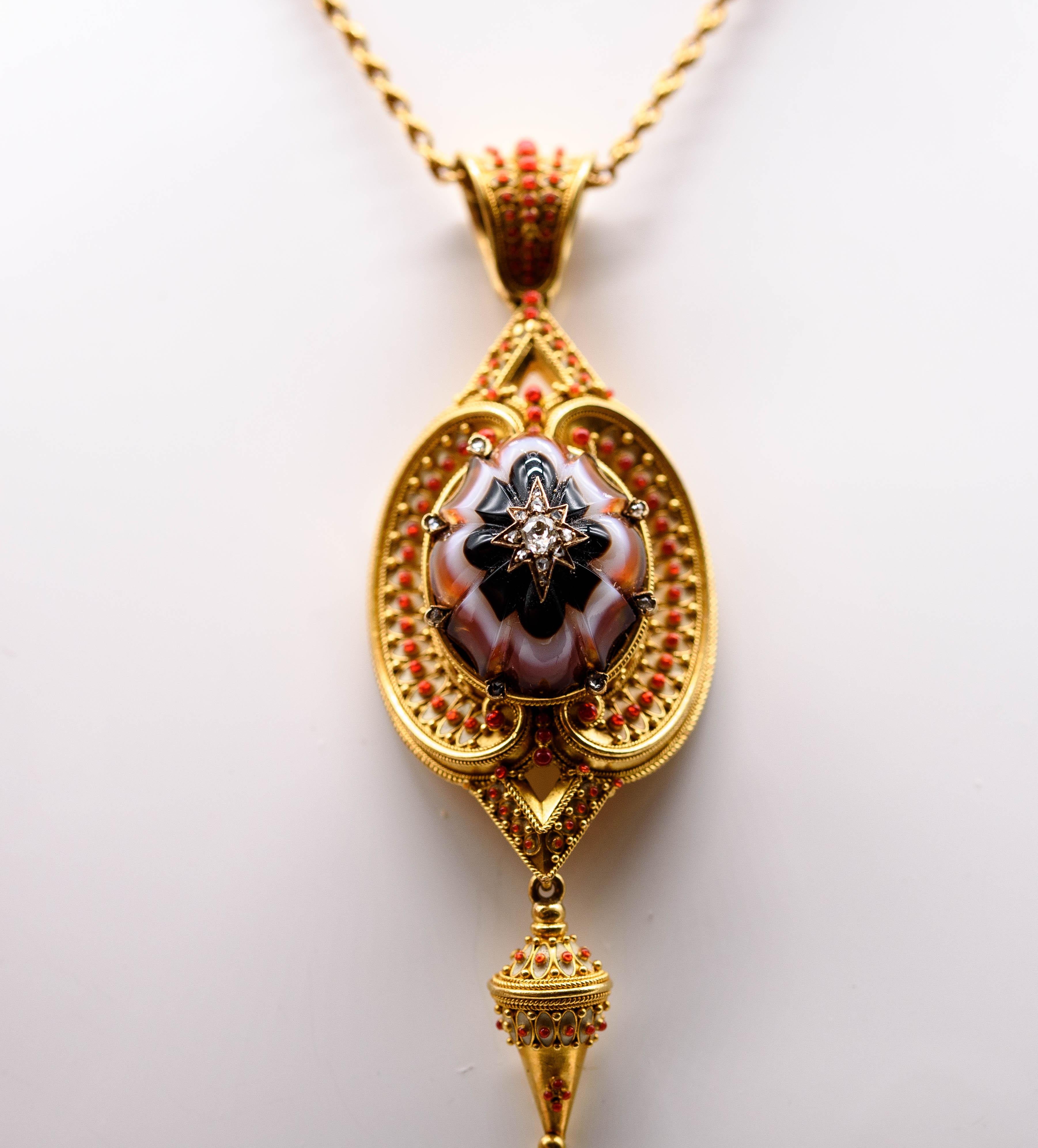 Victorian 18 Karat Gold Multistone Pendant of Historic Interest For Sale 2