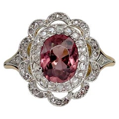 Victorian 18 Karat Gold Natural Zircon 0.30 Carat Rose Cut Diamond Cluster Ring