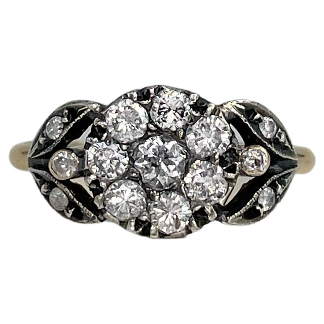 Mid Century 14 Karat Gold 0.55 Carat Diamond Floral Design Cluster Ring