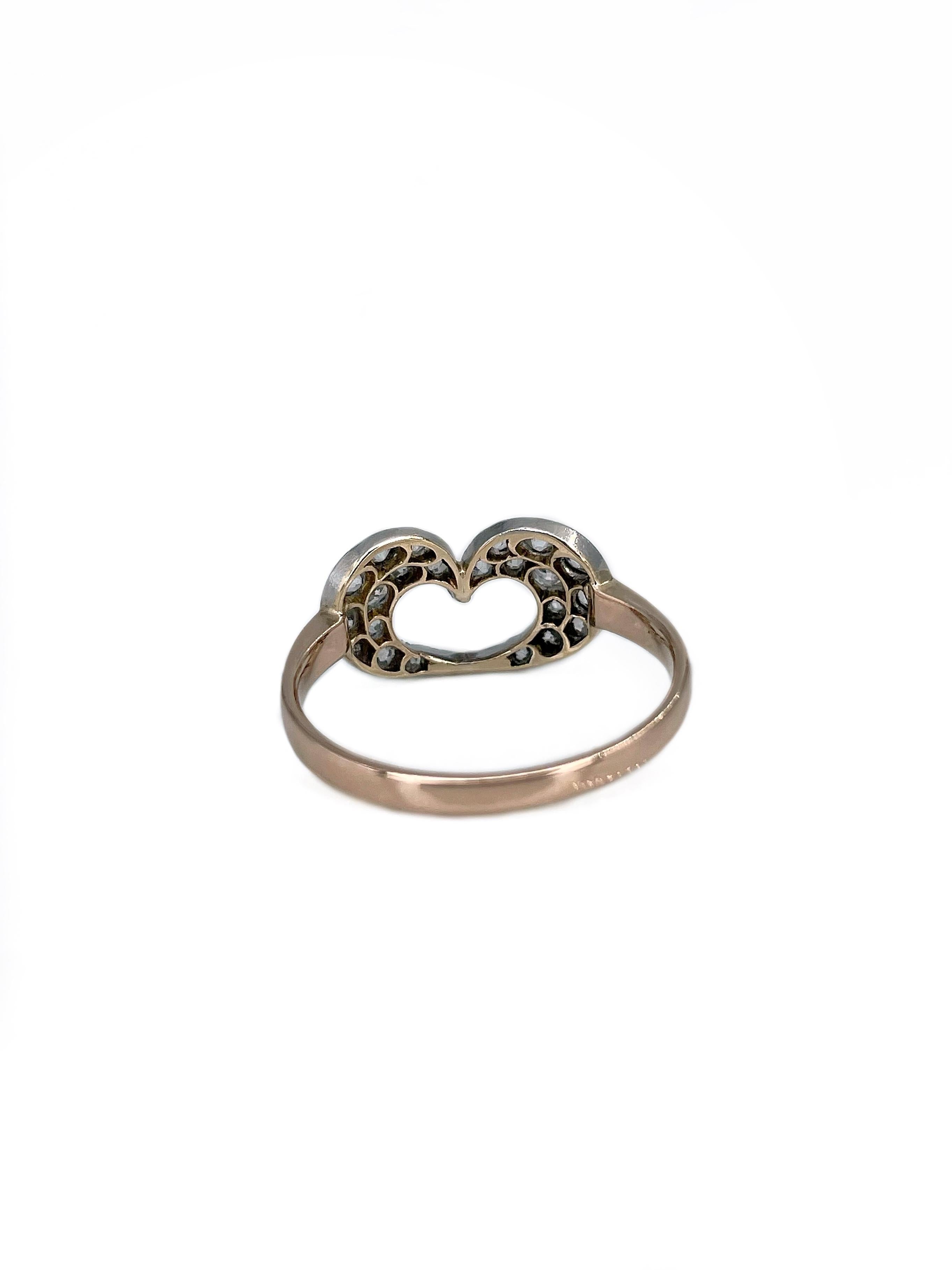 Women's Victorian 18 Karat Gold Old Cut Diamond Heart Shape Engagement Ring For Sale