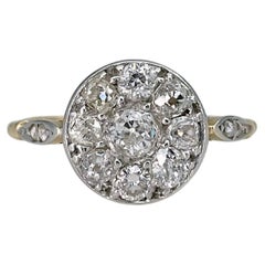 Victorian 18 Karat Gold 0.70 Carat Old Mine Cut Diamond Cluster Engagement Ring