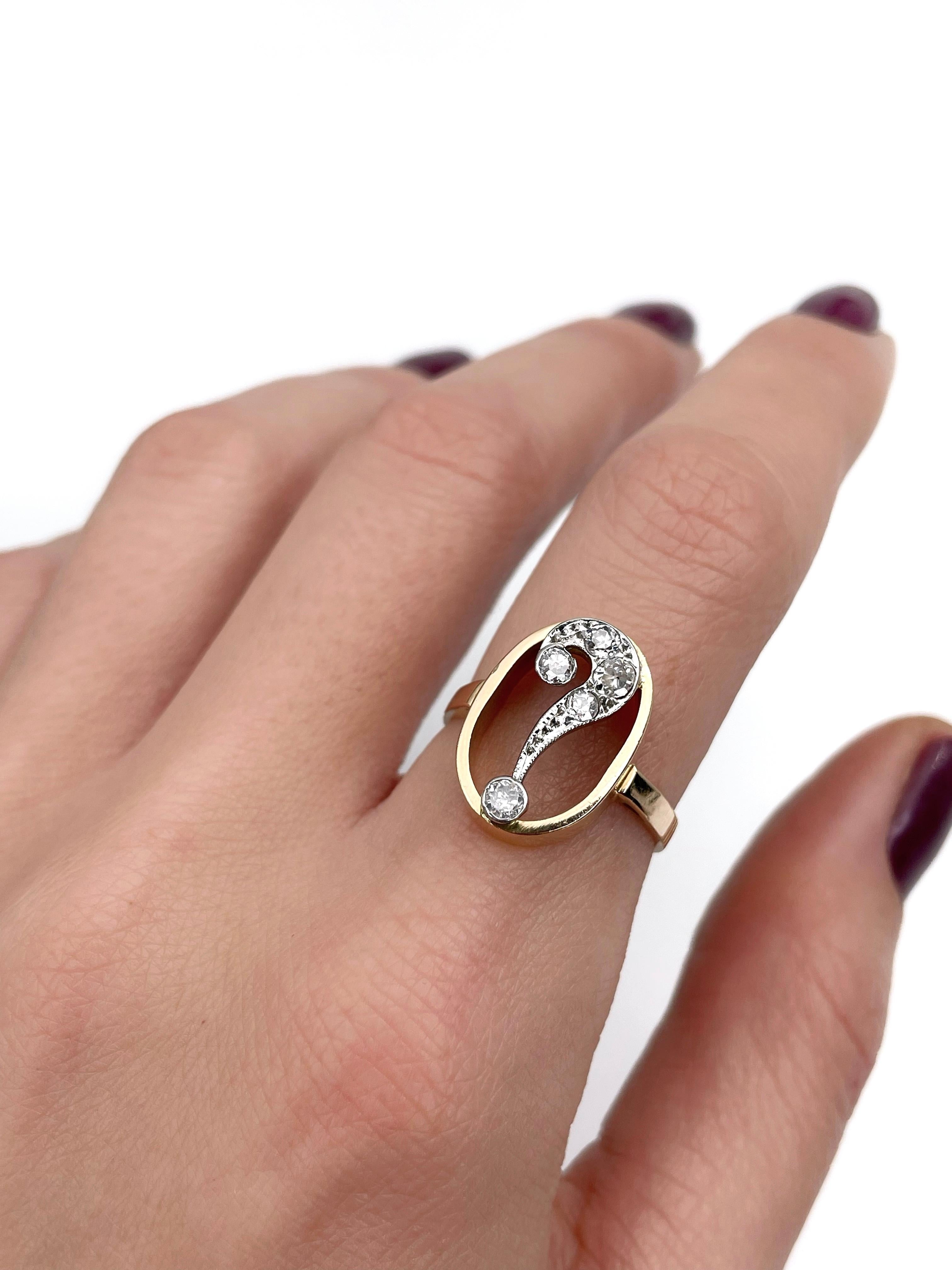 This is a stunning Victorian “Question Mark” ring crafted in 18K yellow gold. The piece features 5 old mine cut diamonds. 

It could be a unique engagement ring. 

Weight: 4.98g
Size: 18.5 (US 8.25)

IMPORTANT: please ask about the possibility to
