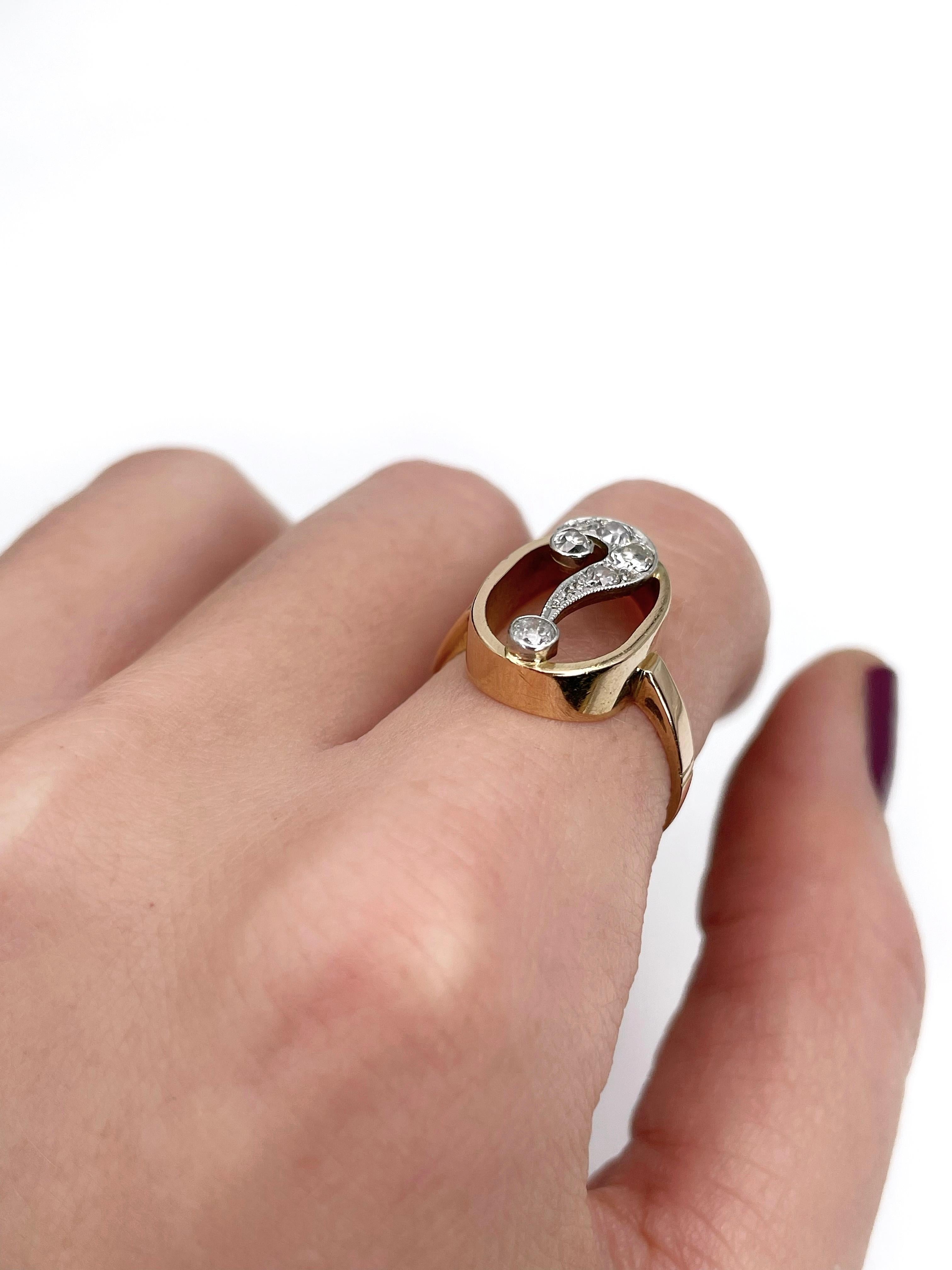 Women's Victorian 18 Karat Gold Old Mine Cut Diamond Question Mark Ring