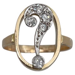 Victorian 18 Karat Gold Old Mine Cut Diamond Question Mark Ring