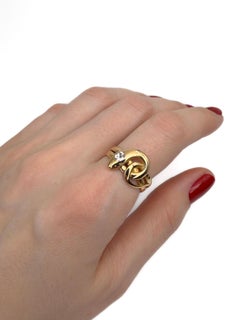 Bague serpent victorienne en or 18 carats avec diamant taillé dans une ancienne mine