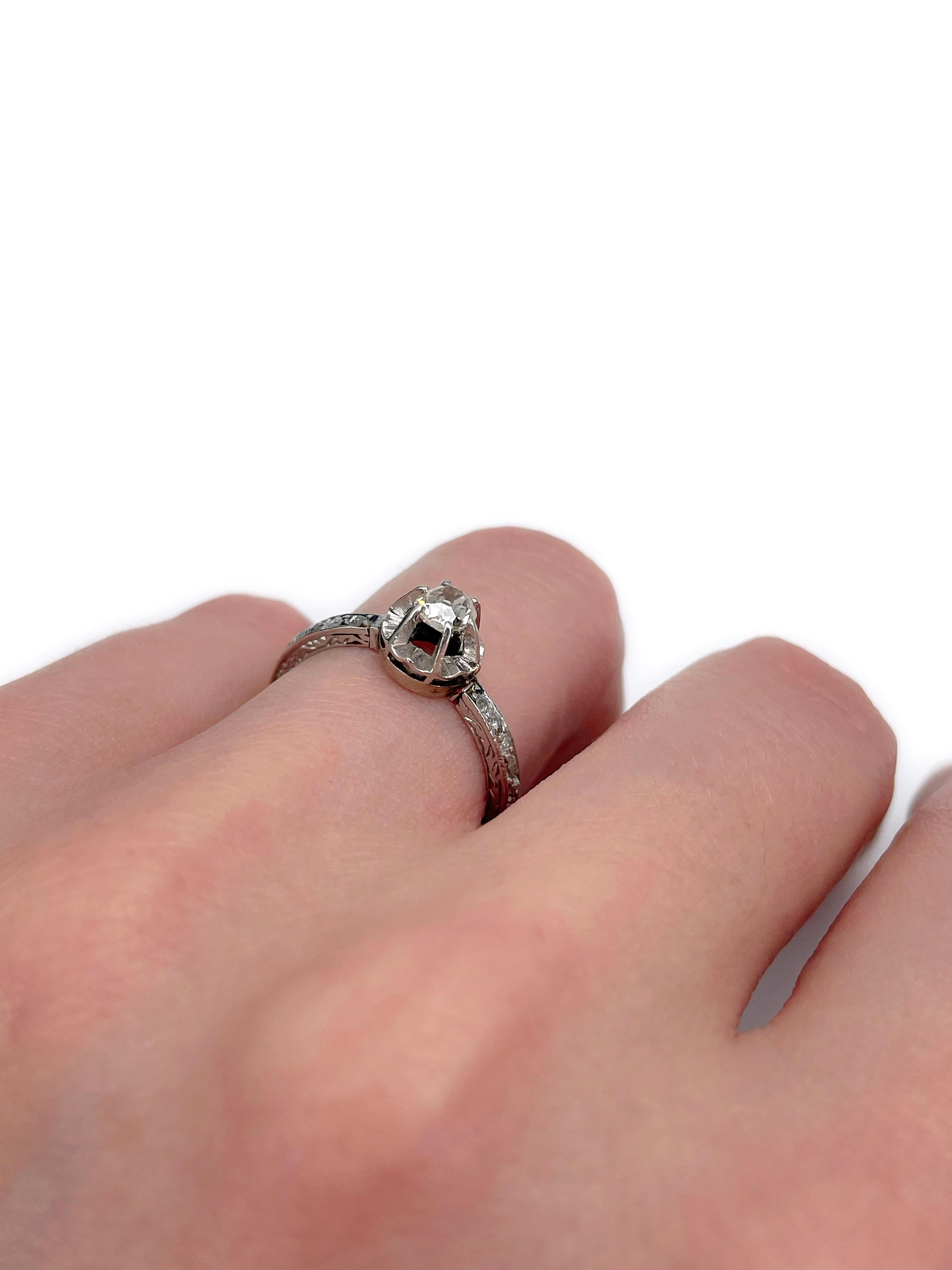 Women's Victorian 900 Platinum 0.50 Carat Old Cut Diamond Engagement Ring For Sale