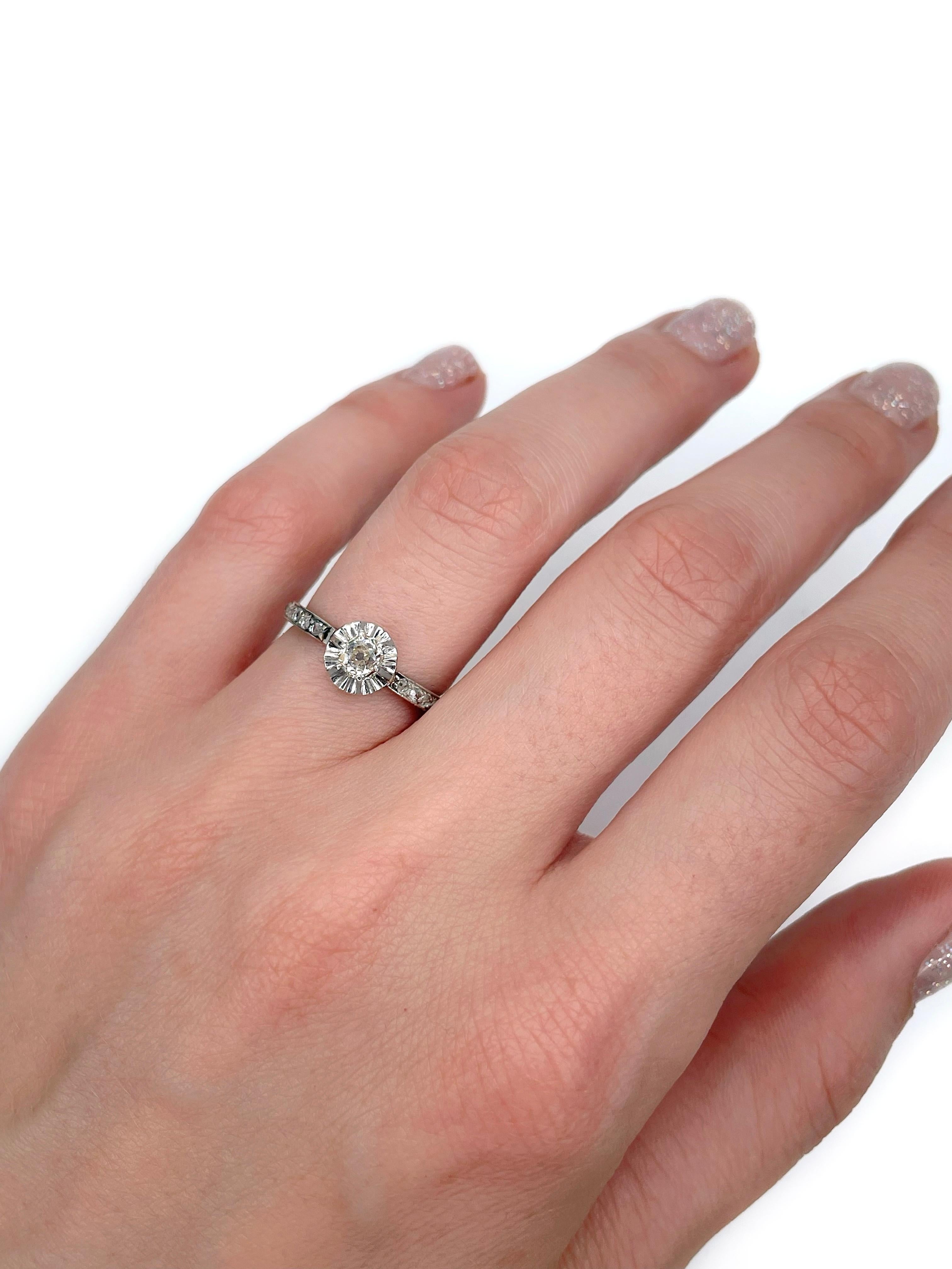 Bague de fiançailles victorienne en platine 900 avec diamant taille ancienne de 0,50 carat Pour femmes en vente